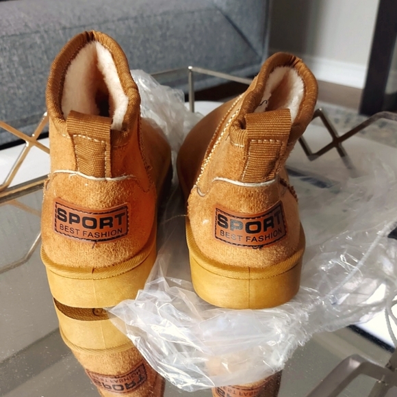 Cozy  Tan Suede Booties. - Picture 2 of 2